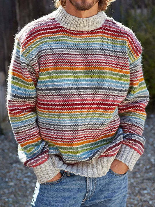 Men's autumn and winter striped tops