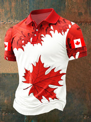 Men's Happy Canada Day Canadian Maple Leaf Print Casual Top