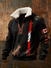 Men's Canada Print Casual Zip-Up Top