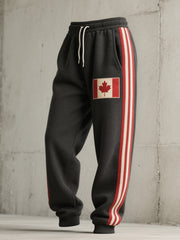 Men's Canadian Flag Embroidered Casual Pants