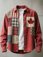 Men's Canadian Flag Inspired Patchwork Art Shirt