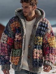 Men's geometric knitted cardigan