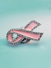Women's breast cancer pink ribbon brooches