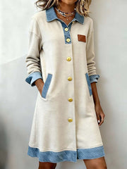 Women's Simple Patchwork Design Cardigan Dress