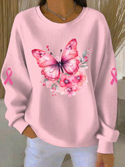 Women's Breast Cancer Pink Print Casual Sweatshirt