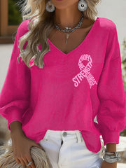 Women's Hope Strength Love Courage Breast Cancer Awareness Tops