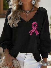 Women's Hope Strength Love Courage Breast Cancer Awareness Tops