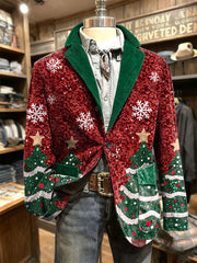 Men's Christmas Art Printed Jacket