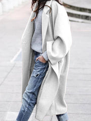 Women's Fashionable Casual Mid-Length Woolen Coat