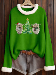 Women's Christmas Highland Cow Print Top