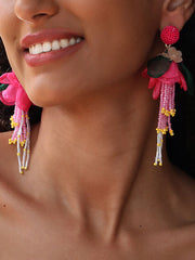 Women’s breast cancer pink floral earrings