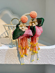 Women’s breast cancer pink floral earrings