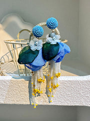 Women’s breast cancer pink floral earrings