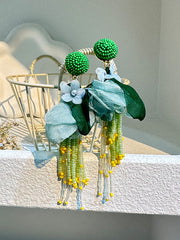 Women’s breast cancer pink floral earrings