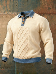 Men's Textured Denim Collar Sweatshirt