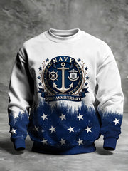Men's Navy 250th Anniversary Printed Crew Neck Sweatshirt