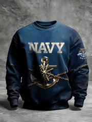 Men's Navy 250th Anniversary Printed Crew Neck Sweatshirt