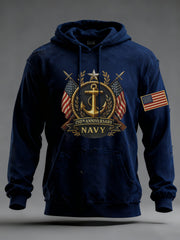 Men's Navy Printed Hoodie