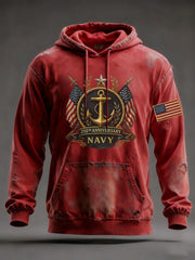 Men's Navy Printed Hoodie