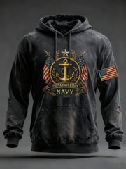 Men's Navy Printed Hoodie