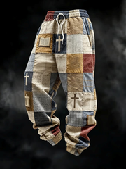 Men's Patchwork of Faith Printed Chic Loose comfortable Pants