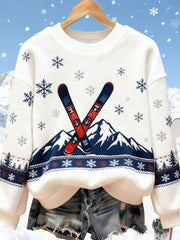 Women's Ski Art Print Casual Top