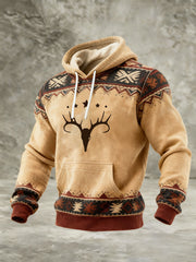 Men's Vintage Western Printed Casual Hoodie