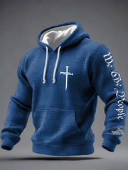 Men's Faith Print Checkered Cotton Hoodie