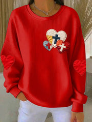 Women's Love Christian Cross Printed Sweatshirt