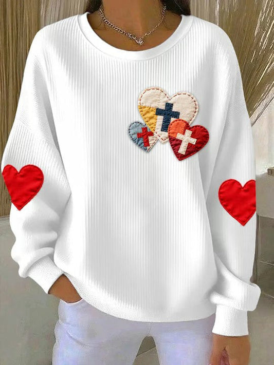 Women's Love Christian Cross Printed Sweatshirt