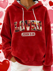 Women's Valentine's Day Loved John 3:16 Flannel Hoodie