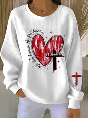 Women's Heart Cross Print Casual Sweatshirt