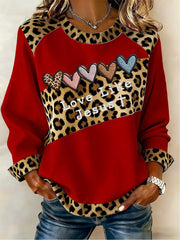 Women's Love Cross Print Casual Top