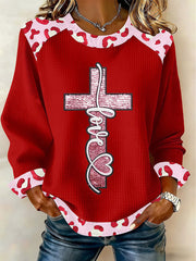 Women's Love Cross Print Casual Top
