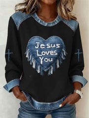 Women's Love Cross Print Casual Top