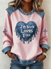 Women's Love Cross Print Casual Top