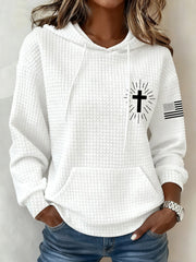Women's Jesus Has My Back Casual Waffle Hoodie