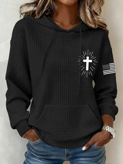 Women's Jesus Has My Back Casual Waffle Hoodie