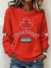 Women's Canadian Curling Print Casual Sweatshirt