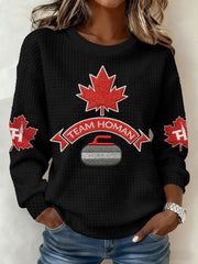 Women's Canadian Curling Print Casual Sweatshirt
