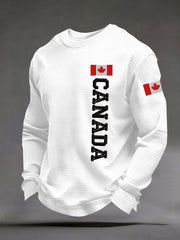 Men's CANADA Waffle Casual Print Sweatshirt