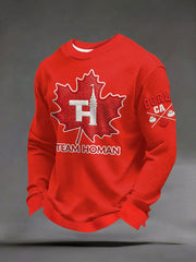 Men's Canadian Curling Waffle Print Casual Sweatshirt