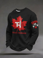 Men's Canadian Curling Waffle Print Casual Sweatshirt