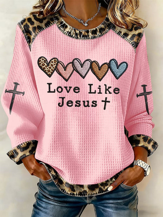 Women's Love Like Jesus Leopard Top