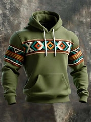 Men's Retro Western Aztec Print Casual Hoodie