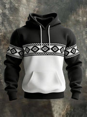 Men's Retro Western Aztec Print Casual Hoodie