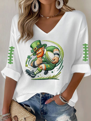 Women's Football Print Waffle T-shirt
