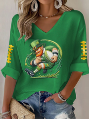 Women's Football Print Waffle T-shirt
