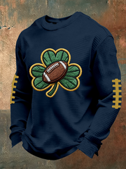 Men's Football Print Waffle Crewneck Sweatshirt