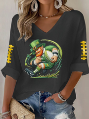 Women's Football Print Waffle T-shirt